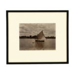A rare framed Albumen print of a dinghy with 3 gentleman sailing off the coast of Jamaica. Att to John Valentine main