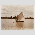 A rare framed Albumen print of a dinghy with 3 gentleman sailing off the coast of Jamaica. Att to John Valentine