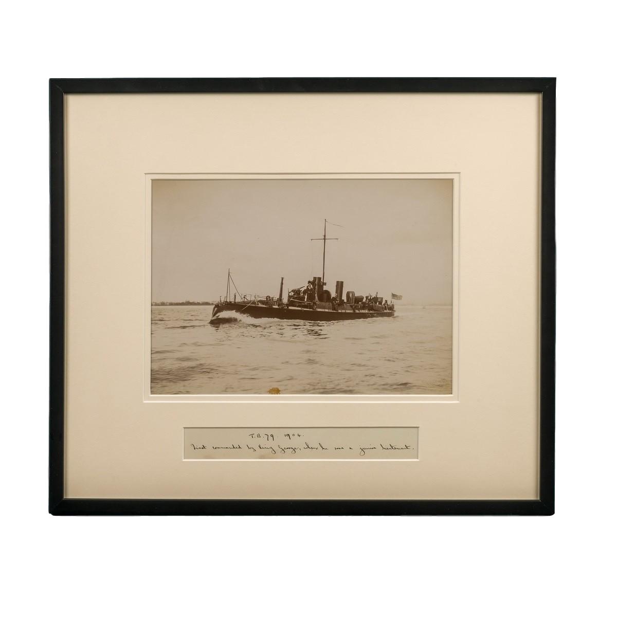 Rare framed albumen photograph of the Royal Navy Torpedo boat No 79