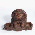 ‘Black Forest’ walnut tobacco box in the form of a long-haired dog