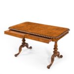 Victorian solid walnut library table made for Gillows by John Barrow, drawer detail