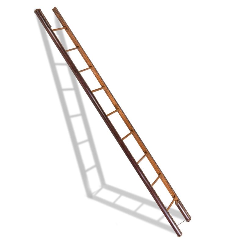 A late Victorian wooden library pole ladder by Taylor main