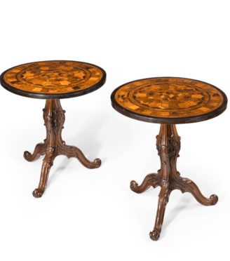 A pair of Anglo-Indian specimen top occasional tables