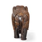 An Indian carved hardwood elephant back
