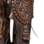 An Indian carved hardwood elephant closeup