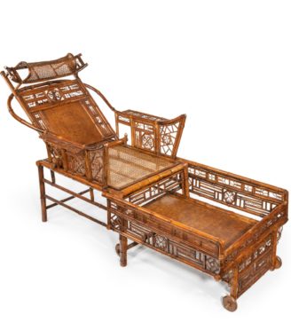 A Chinese Export 'Brighton Pavilion' bamboo adjustable day bed