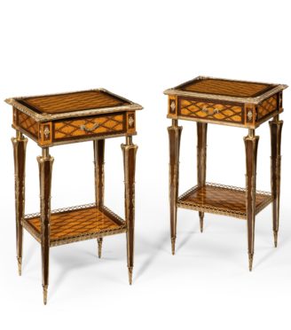 A matched pair of satinwood tables after Donald Ross, retailed by Edwards and Roberts