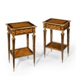 A matched pair of satinwood tables after Donald Ross, retailed by Edwards and Roberts secondary