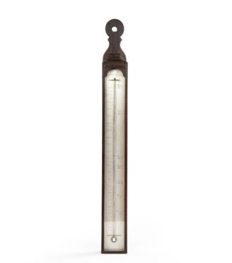 A Georgian III mahogany thermometer by John Dollond