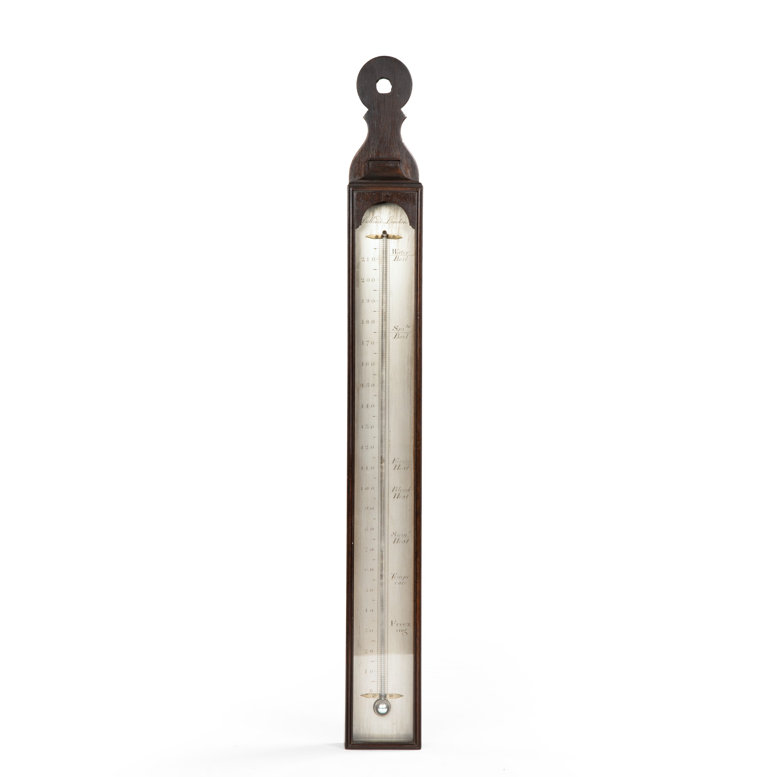 A Georgian III mahogany thermometer by John Dollond