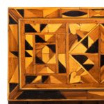 A Jamaican marquetry tea caddy in Caribbean woods by Ralph Turnbull top view