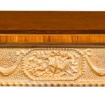 A pair of Victorian Hepplewhite style satinwood console tables closeup details