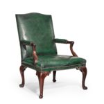 A George III Chippendale period mahogany wing arm chair