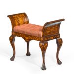 A Dutch marquetry mahogany stool side