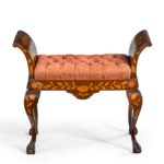 A Dutch marquetry mahogany stool side