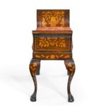 A Dutch marquetry mahogany stool