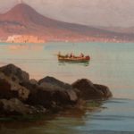 View of the Bay of Naples by Alessandro La Volpe, oil on relined canvas, signed & indistinctly dated 1877, in the original orientalist details