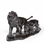 A Meiji period bronze study of lions