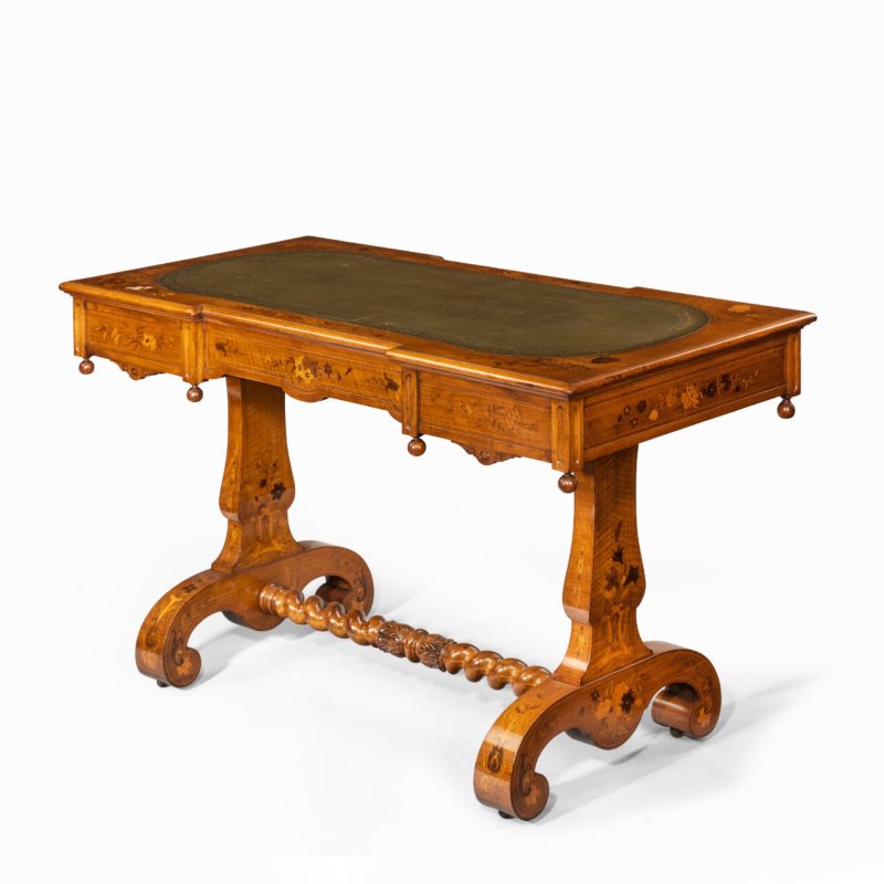 A Victorian walnut marquetry writing table