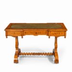 A Victorian walnut marquetry writing table front