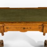 A Victorian walnut marquetry writing table top leather
