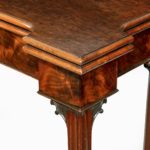George III mahogany and plum pudding mahogany concertina action card table corner detail