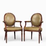 Six Edwardian mahogany chairs by Gill & Reigate pair
