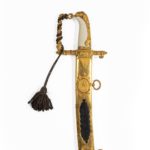 A cased Lloyds £ 50 sword for valour awarded to Lt. Ogle Moore of H.M.S. Maidstone 1804 cased