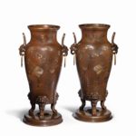 A pair of large Meiji period bronze vases