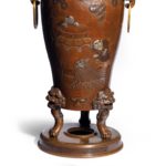 A pair of large Meiji period bronze vases base