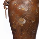 A pair of large Meiji period bronze vases detail