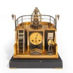 A late 19th century French gilt-brass and steel novelty 'quarterdeck' mantel clock main