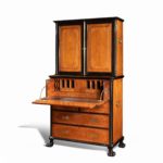 An Anglo-Chinese camphor and ebony campaign secretaire bookcase front