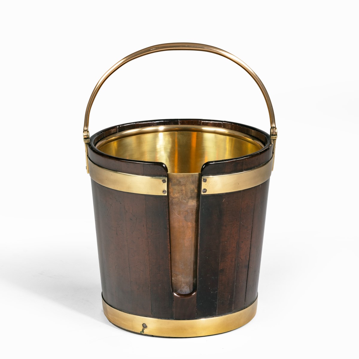 A George III mahogany and brass-bound plate bucket