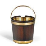 George III mahogany and brass-bound plate bucket back