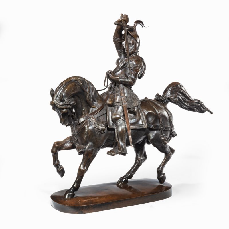 An Italian bronze equestrian sculpture of Emanuele Filiberto, Duke of Savoia, by Baron Carlo Marochetti