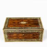 A superb William IV brass-inlaid kingwood writing box by Edwards main