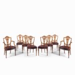 Set of eight late Victorian Hepplewhite Revival mahogany dining chairs