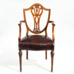 eight late Victorian Hepplewhite Revival mahogany dining chairs details