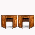 fine pair of George III figured mahogany side cabinets, in the manner of Thomas Sheraton pair