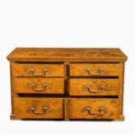 A fine George IV burr oak chest of drawers in the manner of Morel and Seddon open