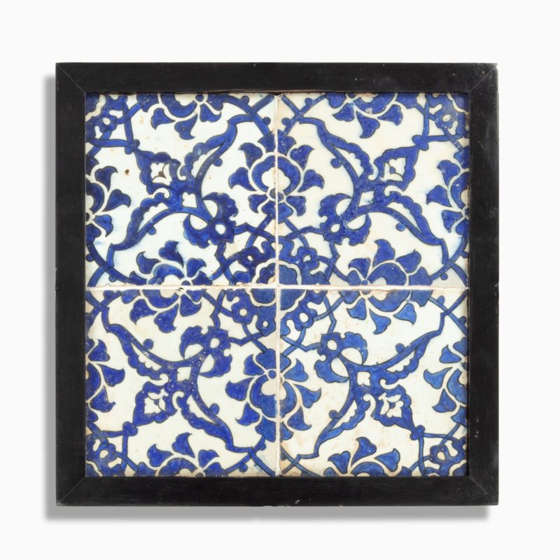 A panel of four square Ottoman Empire ‘Dome of the Rock’ tiles