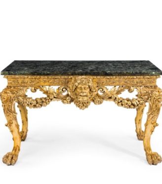 Victorian gilt wood console table in the manner of William Kent