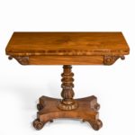 A companion pair of William IV flame-mahogany card table single front 2