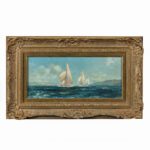 A pair of oil paintings of Clyde One Design yachts racing by Frank Henry Mason