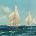 A pair of oil paintings of Clyde One Design yachts racing