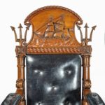 Large and imposing Regency nautical chair made for the Alliance insurance company carving detail