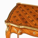 A delicate Napoleon III kingwood parquetry side table attributed to Sormani top details