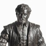 A bronze model of Sir Francis Drake, by Herbert H Cawood front face detail