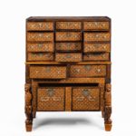 An Indo-Portuguese rosewood, teak and ebony contador open front